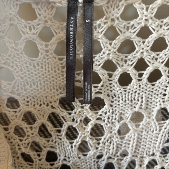 Anthropologie Fishnet Duster Cardigan Sweater - Cream - Picture 2 of 6